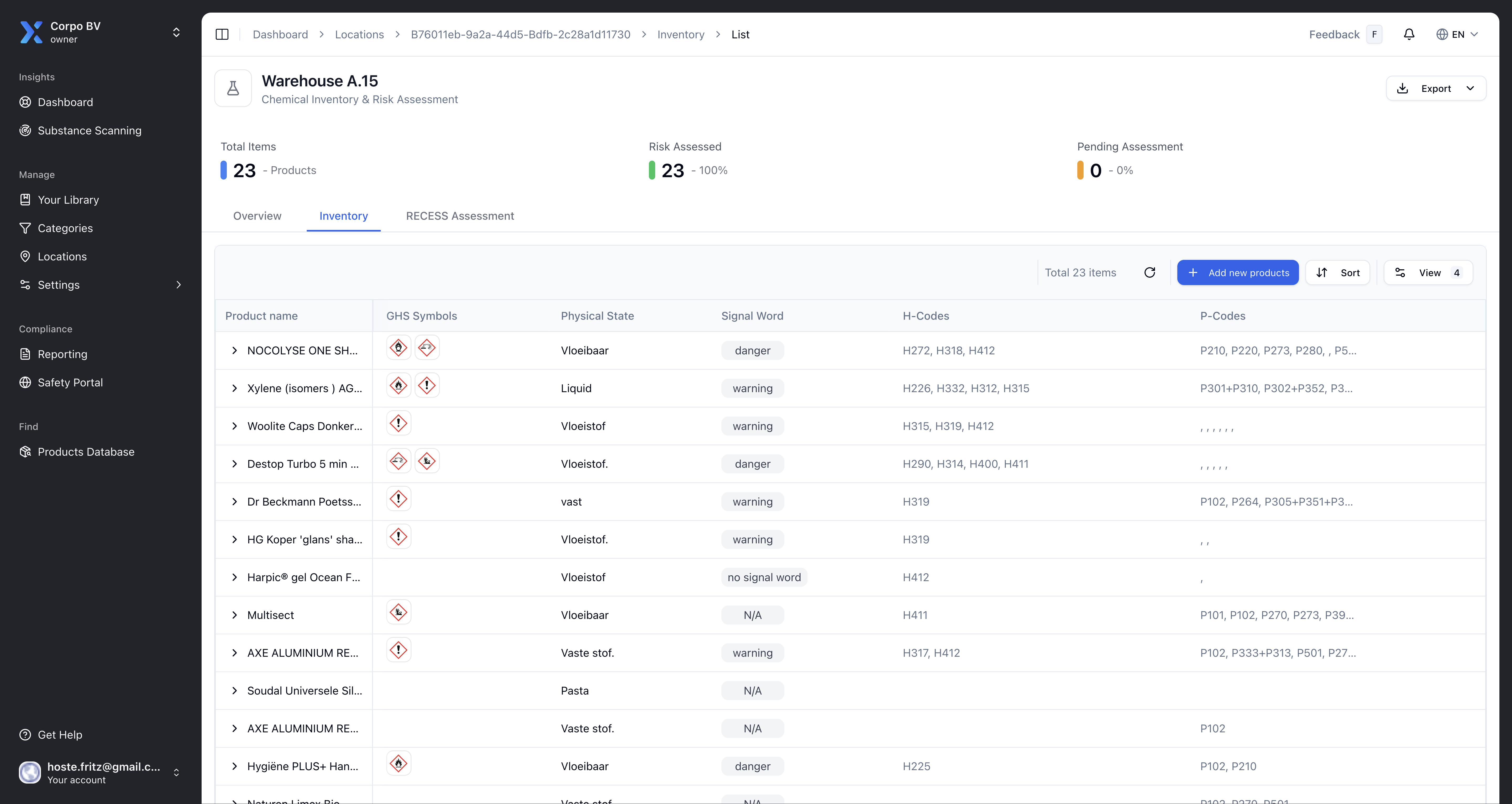 Chemical Inventory & Risk Management Platform