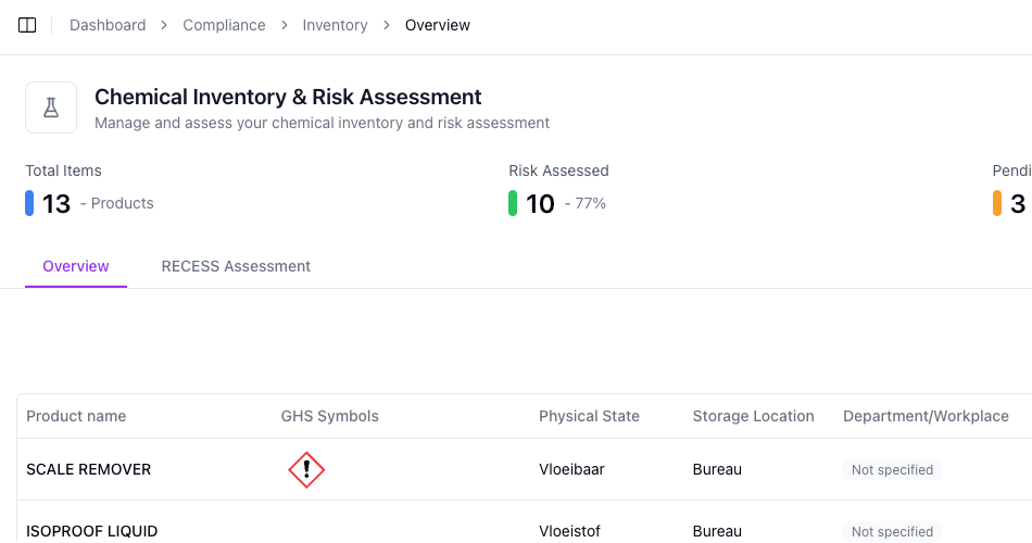 Belgian Compliance Interface